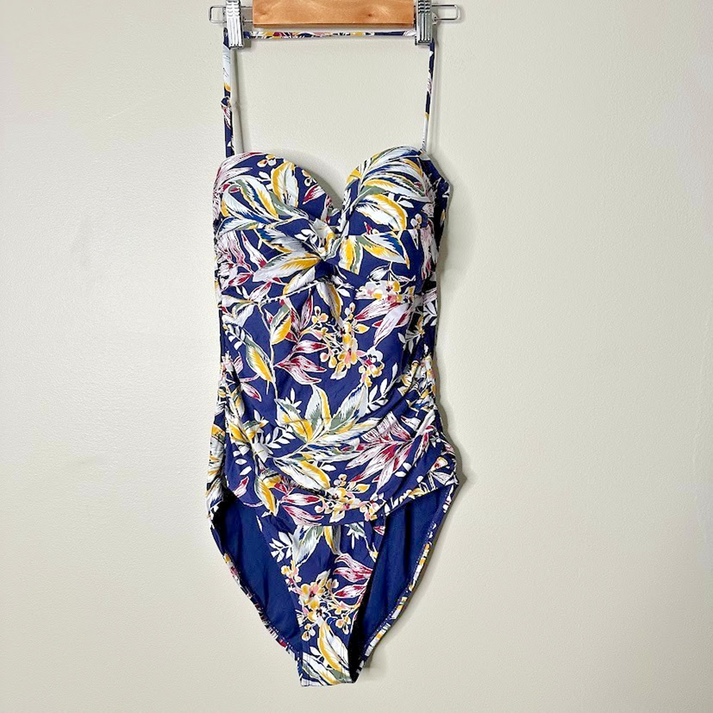 Anne Cole Floral One Piece Swimsuit - Navy, Yellow, Pink